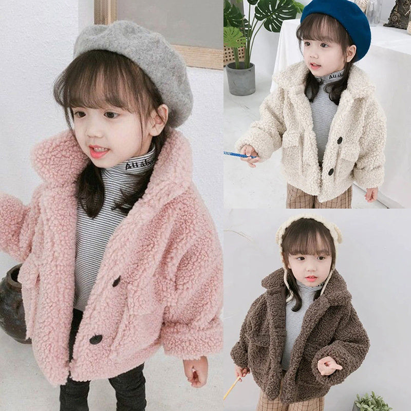 Stylish Thickened Fleece Solid Color Toddler Top