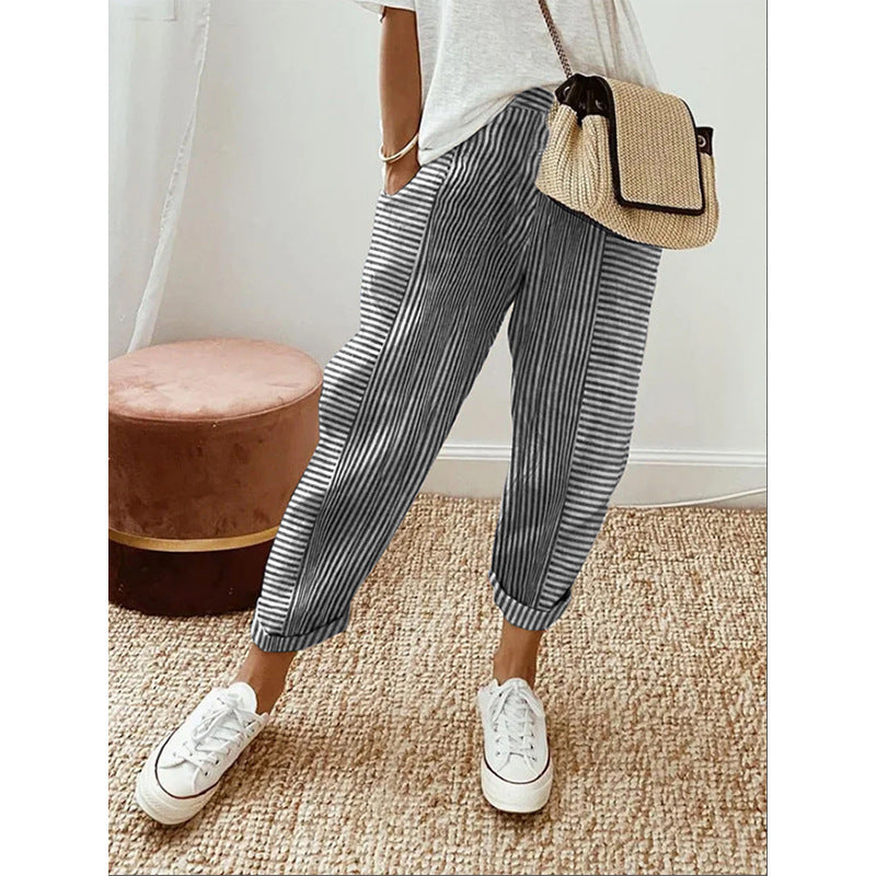 Striped Print Trousers: Summer Casual Chic