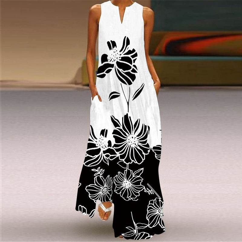 Women's Vibrant Multicolour Sleeveless Maxi Dress