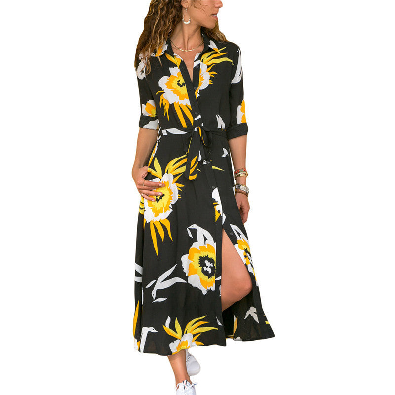 Floral Vintage Chiffon Midi Dress