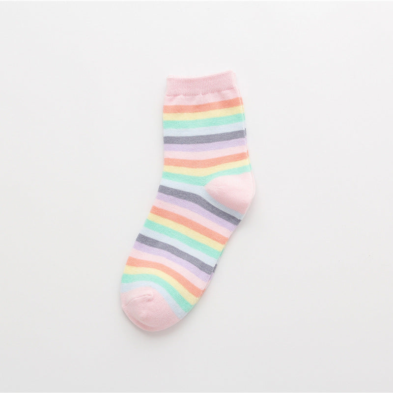Retro rainbow striped socks