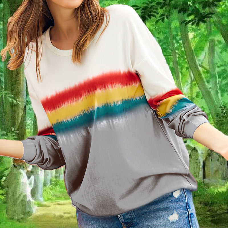Rainbow print gradient long sleeves