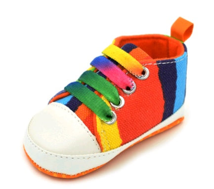 Rainbow canvas soft bottom baby shoes