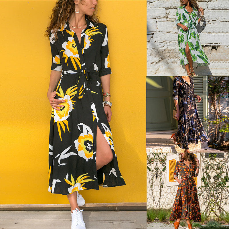 Floral Vintage Chiffon Midi Dress