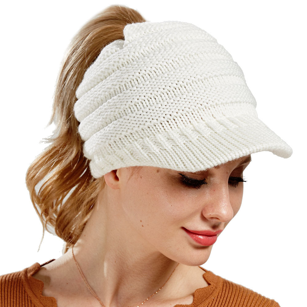 Soft Knitted Ponytail Beanies for Women, Perfect for Autumn and Winter, Providing Warmth and Style