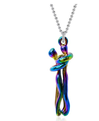 Simple Temperament Clavicle Chain Love Hug Necklace, Unisex Men Women Couple Jewelry