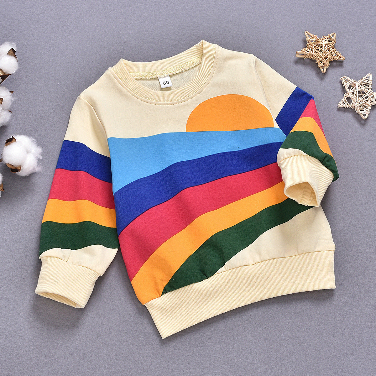 Unisex jumper Rainbow Print Long Sleeved Children's Clothing