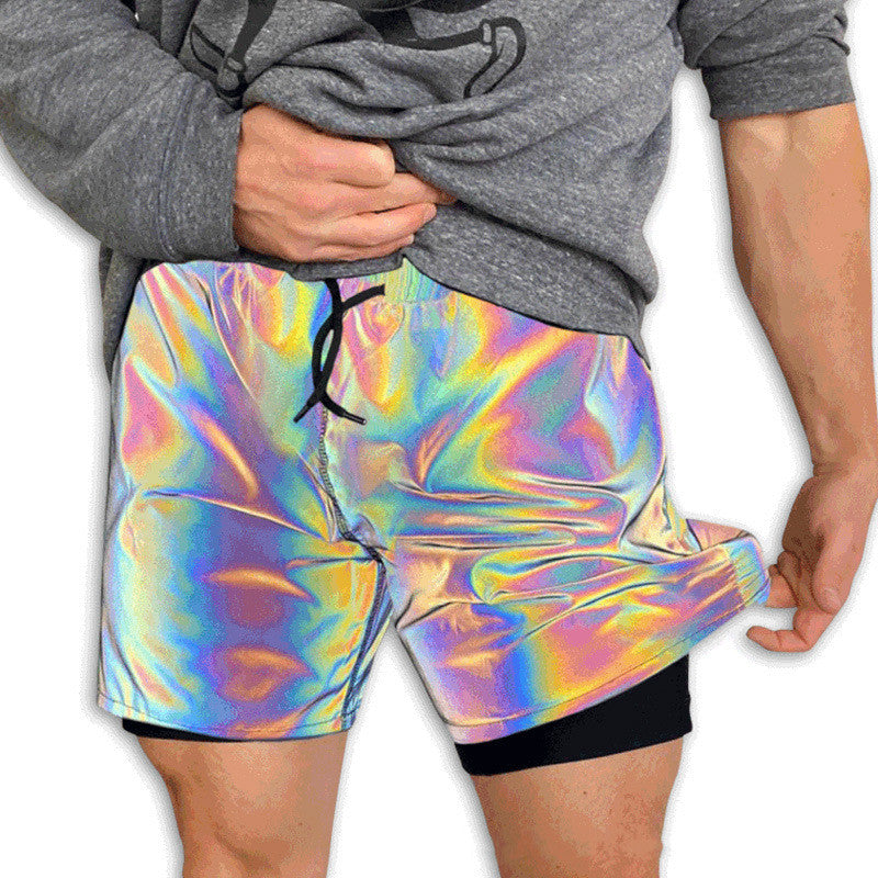 Reflective Men Short Casual Work Night Club Running Mens Short Pants
