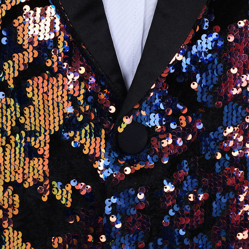 Sequin Style Men's Flip Colorful Suit Coat, Sleek style /vibrant colors