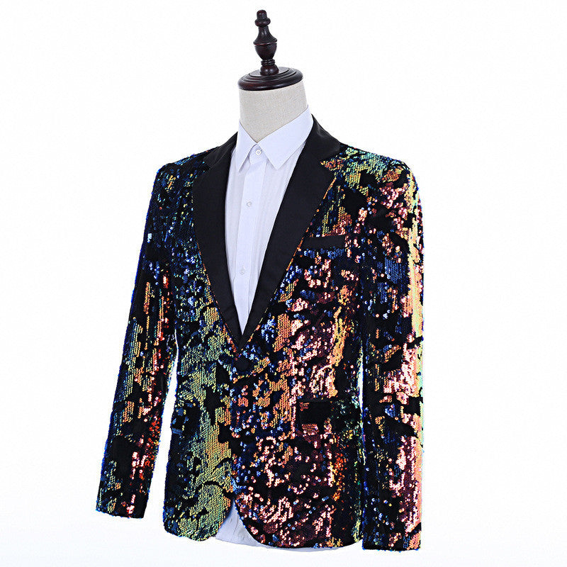 Sequin Style Men's Flip Colorful Suit Coat, Sleek style /vibrant colors