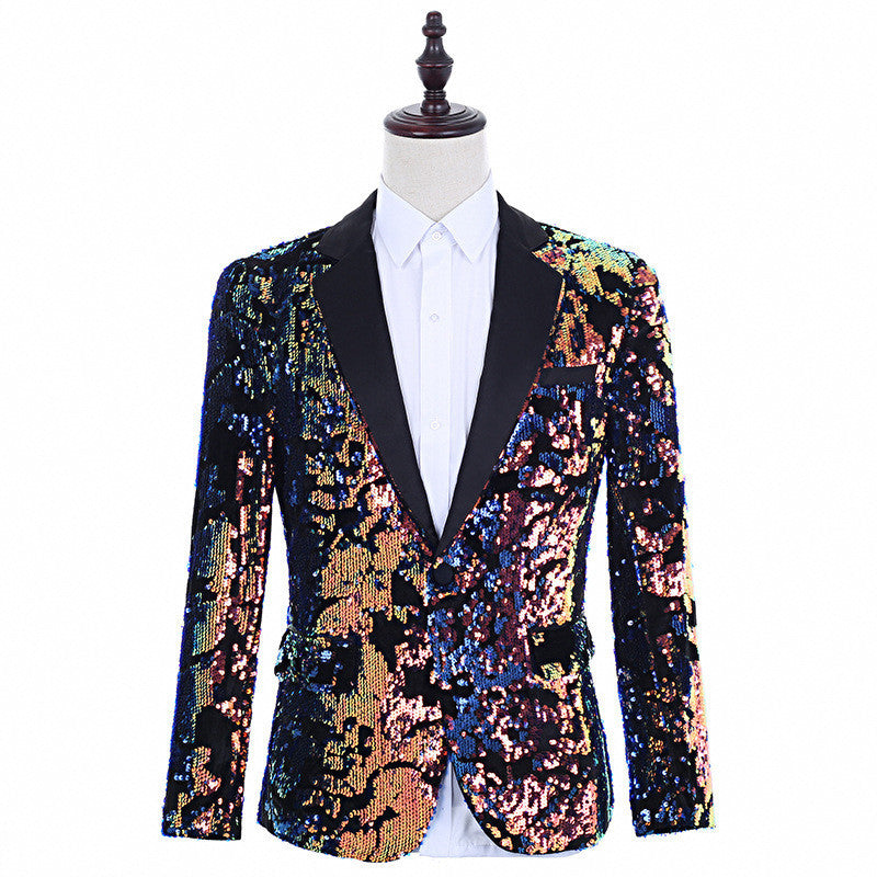 Sequin Style Men's Flip Colorful Suit Coat, Sleek style /vibrant colors