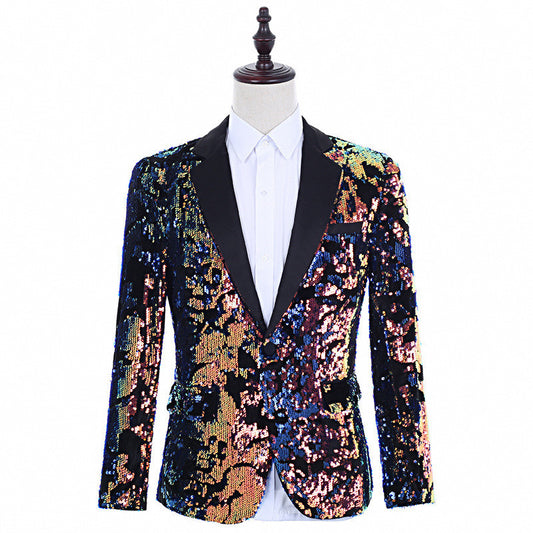 Sequin Style Men's Flip Colorful Suit Coat, Sleek style /vibrant colors