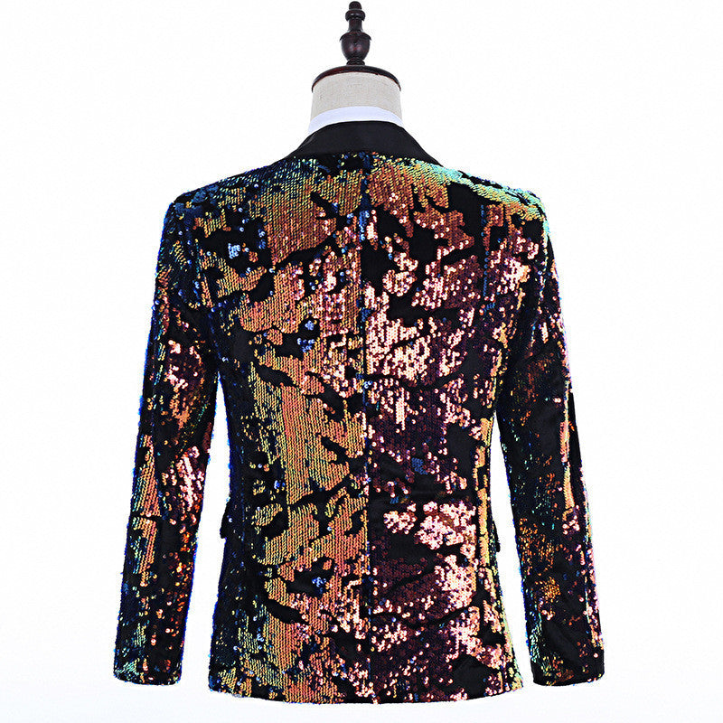 Sequin Style Men's Flip Colorful Suit Coat, Sleek style /vibrant colors