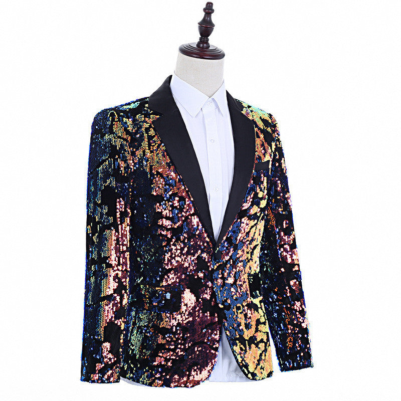 Sequin Style Men's Flip Colorful Suit Coat, Sleek style /vibrant colors
