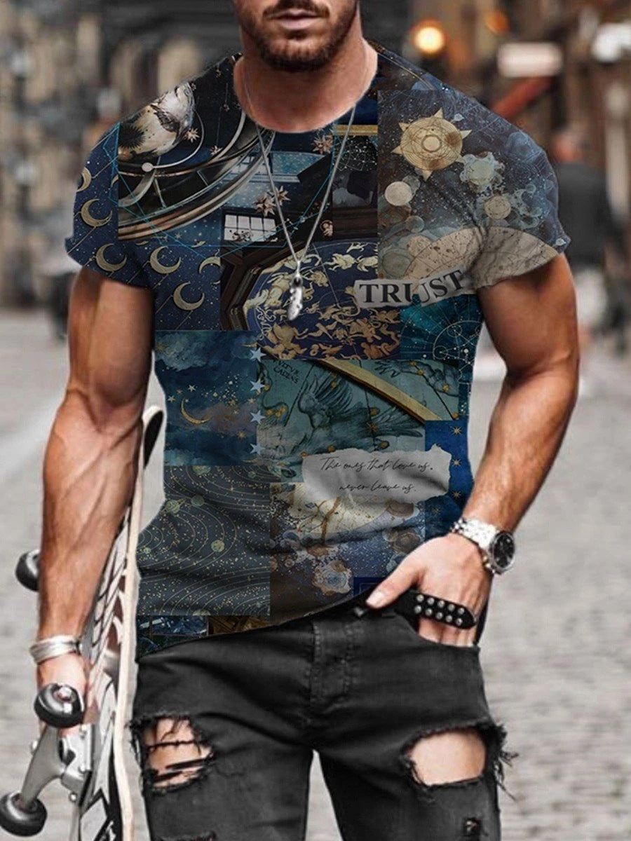 Mens Abstract Casual Print T-Shirt