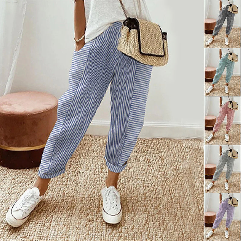 Striped Print Trousers: Summer Casual Chic