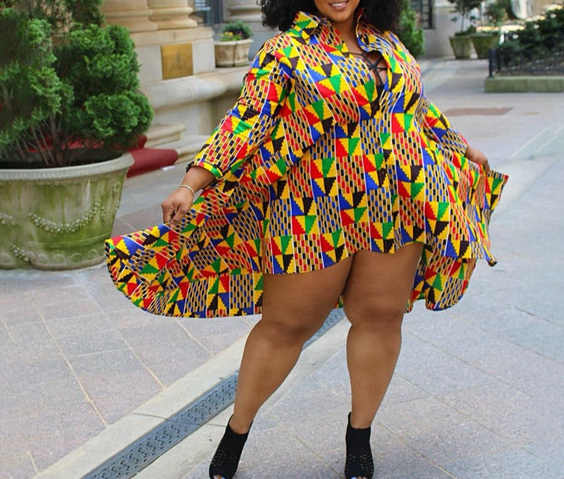 Plus Size Coloured Dress / Retro Style
