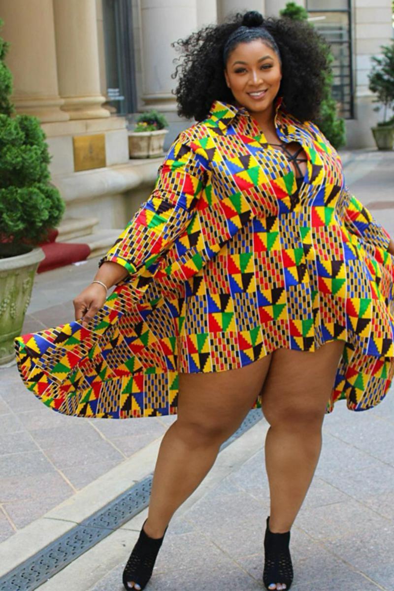 Plus Size Coloured Dress / Retro Style