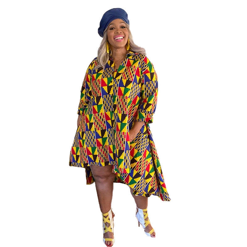 Plus Size Coloured Dress / Retro Style