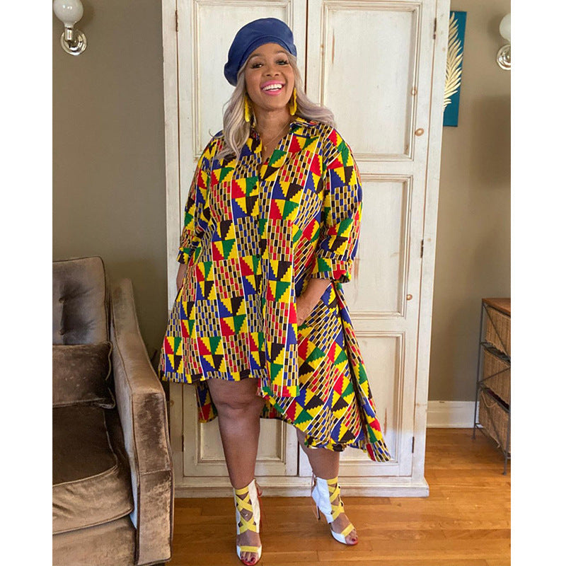 Plus Size Coloured Dress / Retro Style