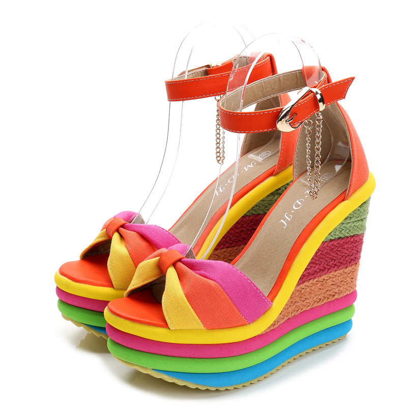 Wedge With Fish Mouth Rainbow Women's Shoes