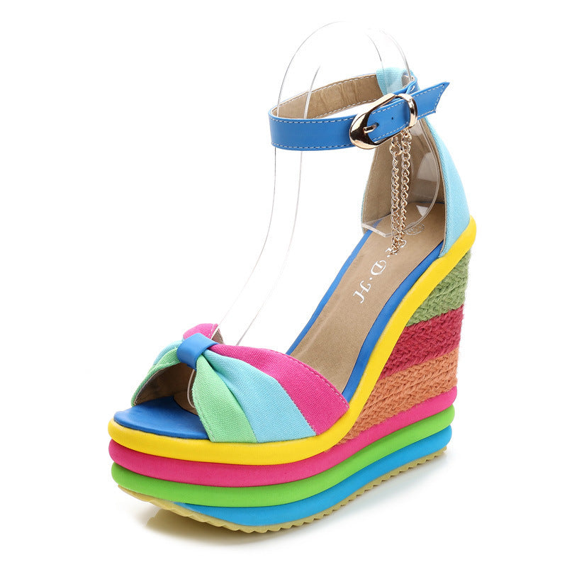 Wedge With Fish Mouth Rainbow Women's Shoes