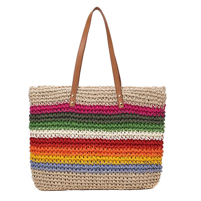 Rainbow contrast stripes shoulder bag