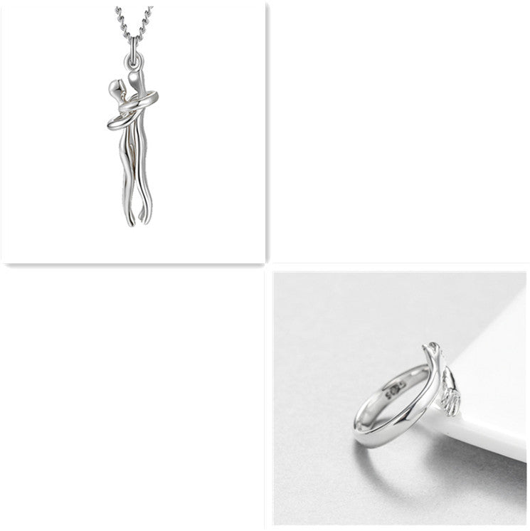 Simple Temperament Clavicle Chain Love Hug Necklace, Unisex Men Women Couple Jewelry