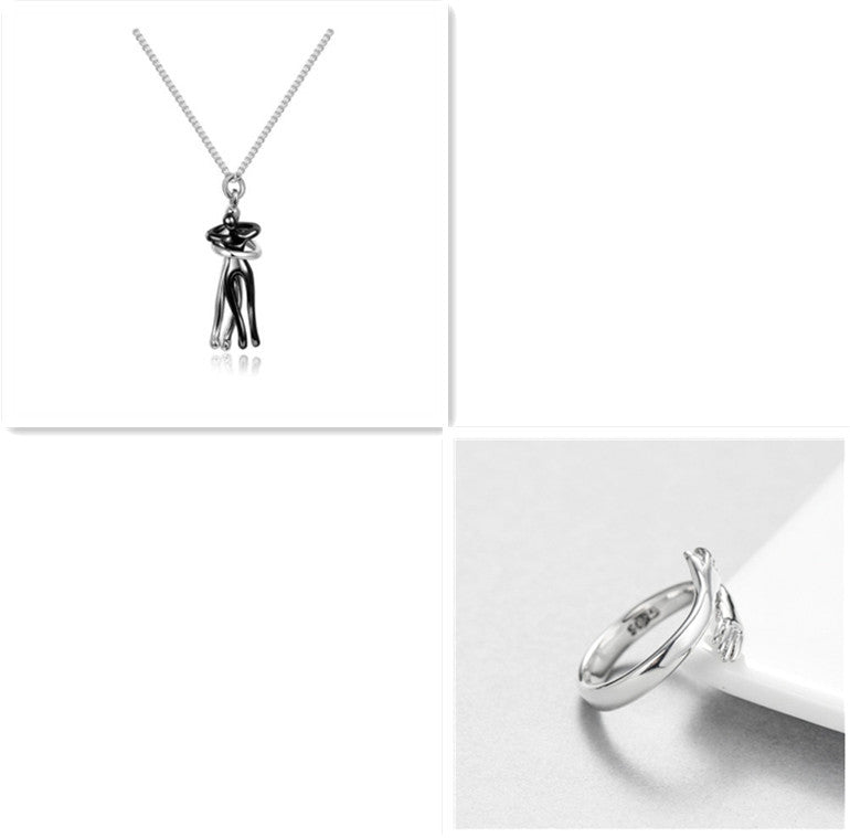 Simple Temperament Clavicle Chain Love Hug Necklace, Unisex Men Women Couple Jewelry