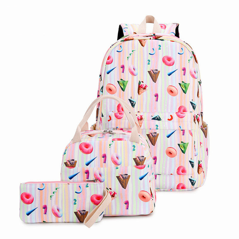 Rainbow Three - piece backpack girl