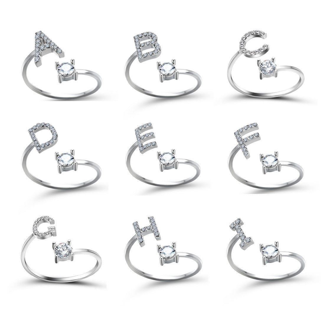 Unique / Elegant Adjustable Initial 26 rings