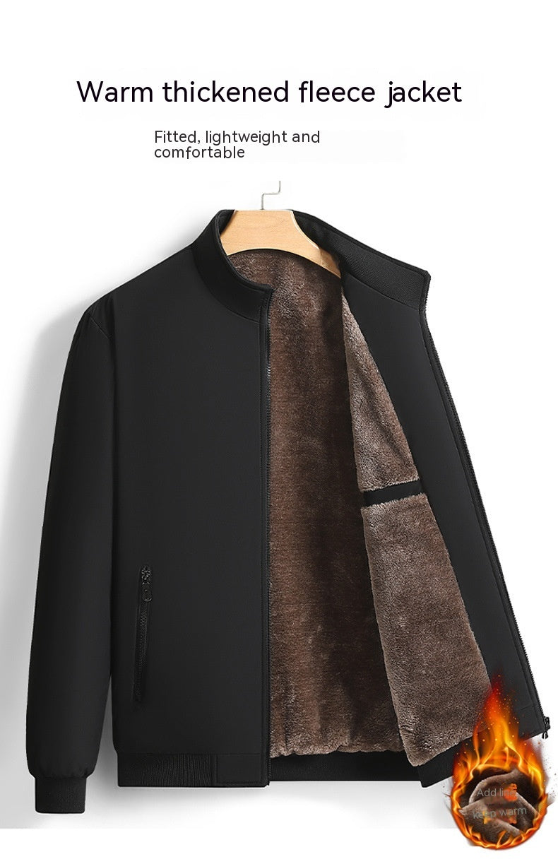 Jacket Winter Fleece-lined Thickened Men's Clothing