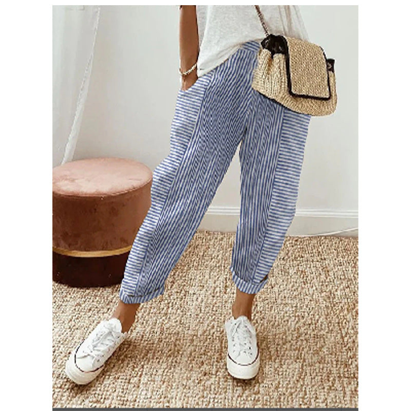 Striped Print Trousers: Summer Casual Chic