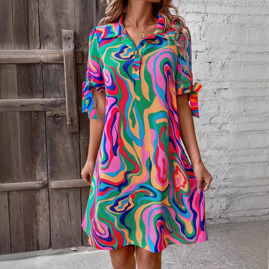 Women's Patterned Midi Dress