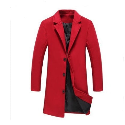 Winter Men's Woolen Coats: Solid Color for Casual Business Attire