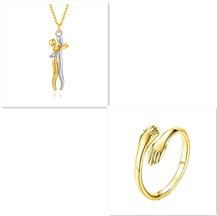 Simple Temperament Clavicle Chain Love Hug Necklace, Unisex Men Women Couple Jewelry