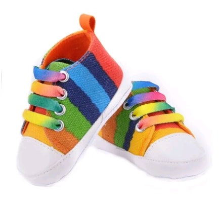 Rainbow canvas soft bottom baby shoes