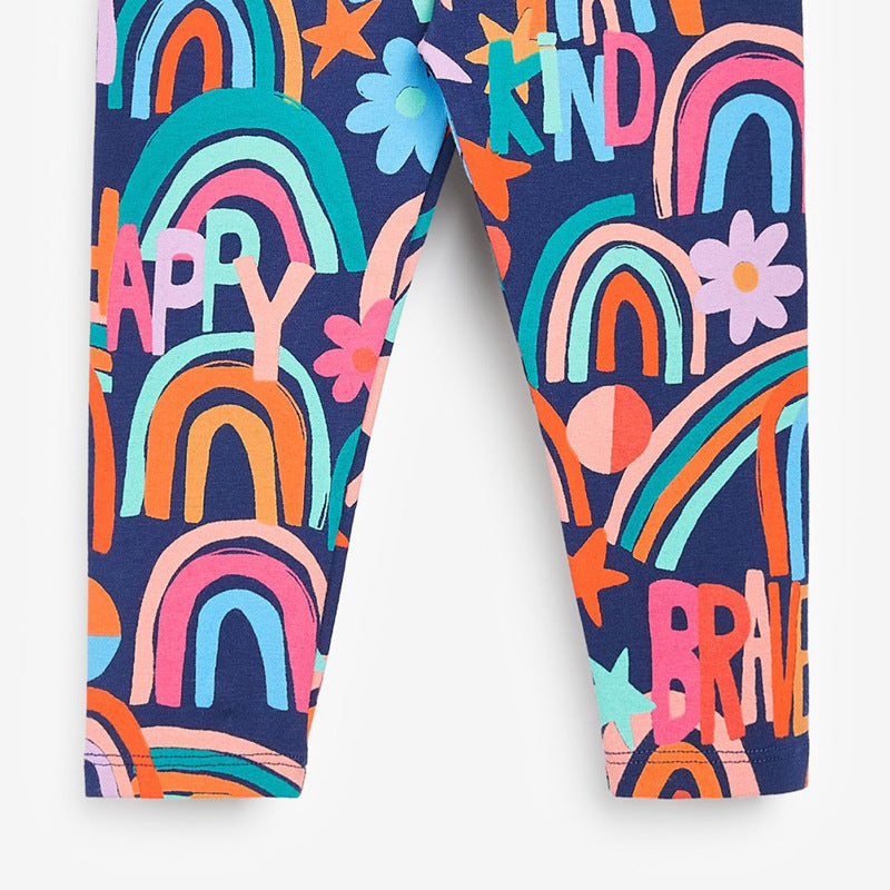 Children's Rainbow Embroidery Hit Long-sleeved Suit