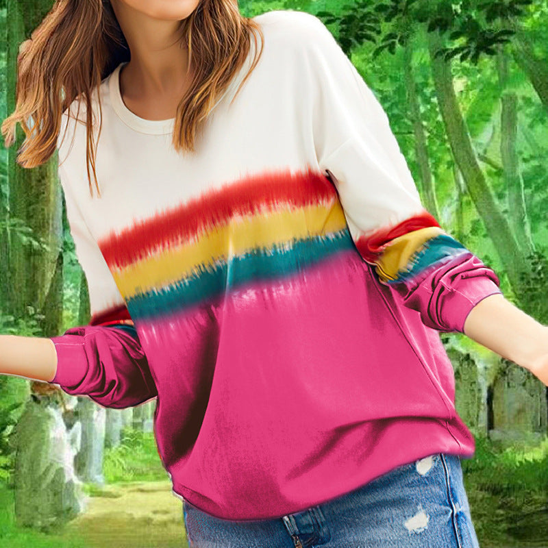 Rainbow print gradient long sleeves