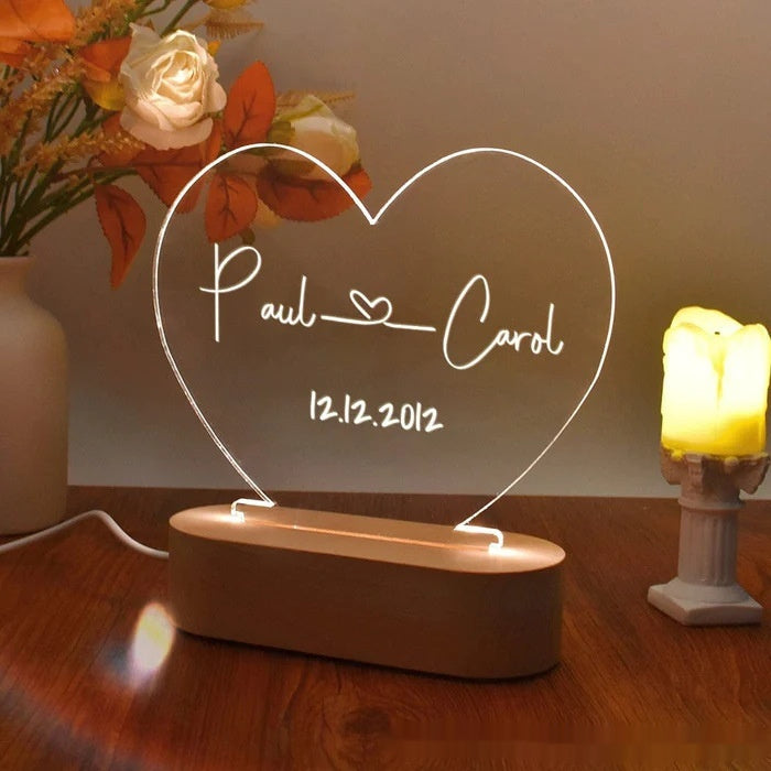 Customized ( Names / Date ) Night Light for Valentines Day / Anniversary - Perfect for Gifts