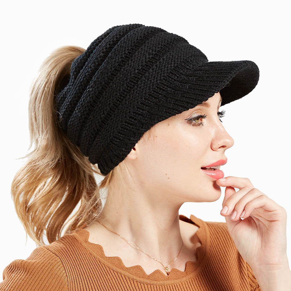 Soft Knitted Ponytail Beanies for Women, Perfect for Autumn and Winter, Providing Warmth and Style