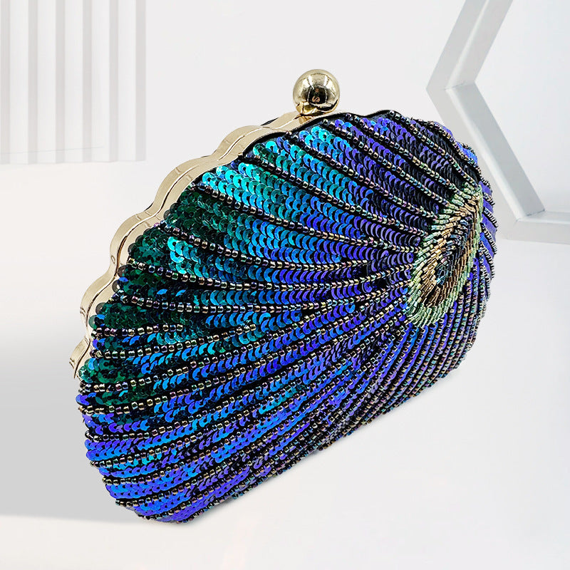 Vintage Beaded Crossbody Handbag with One Shoulder Chain for Women