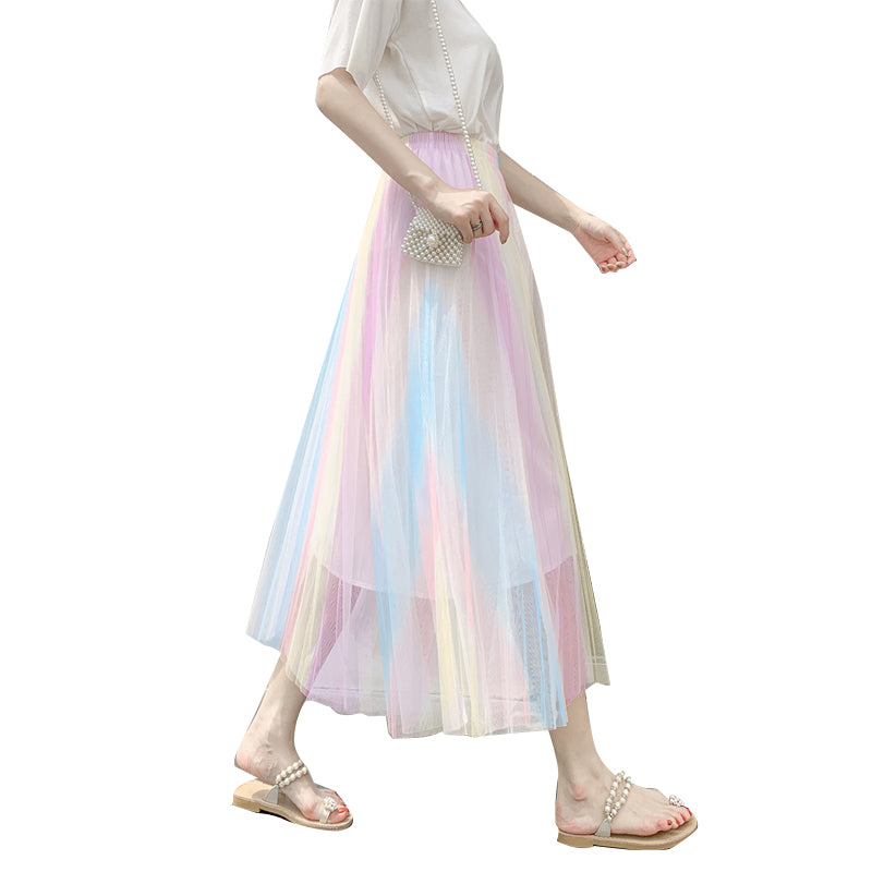 Rainbow Mesh Skirt Gradient