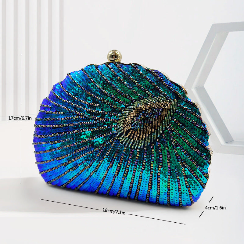 Vintage Beaded Crossbody Handbag with One Shoulder Chain for Women