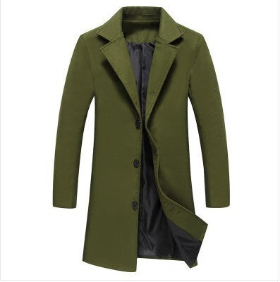 Winter Men's Woolen Coats: Solid Color for Casual Business Attire