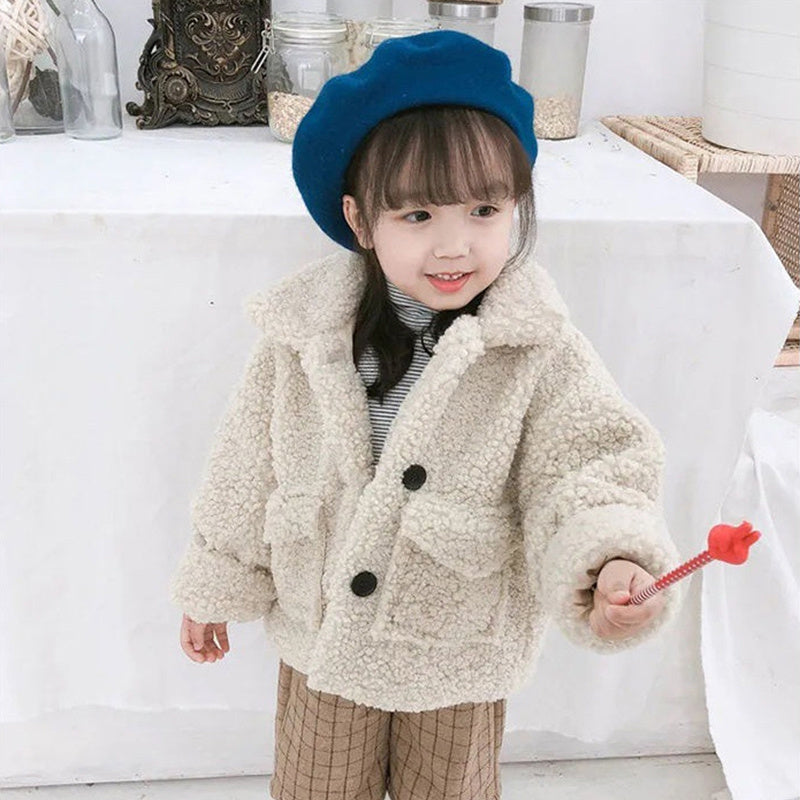 Stylish Thickened Fleece Solid Color Toddler Top