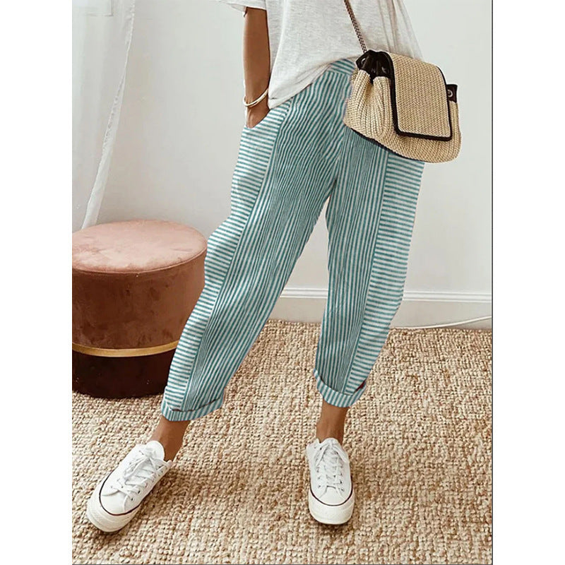 Striped Print Trousers: Summer Casual Chic