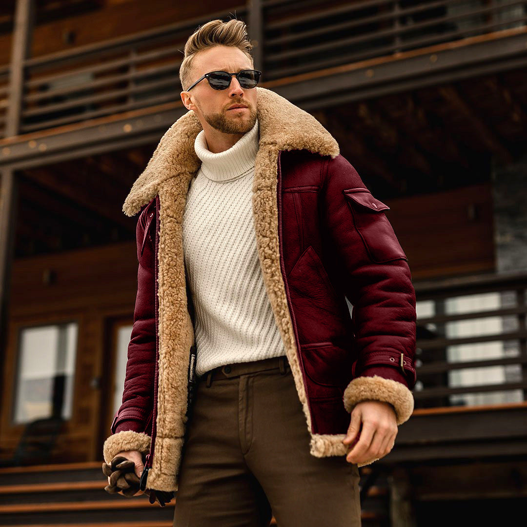 Men's Military Fleece Winter Jacket with Warm Fur Collar, Featuring Army Tactical Style