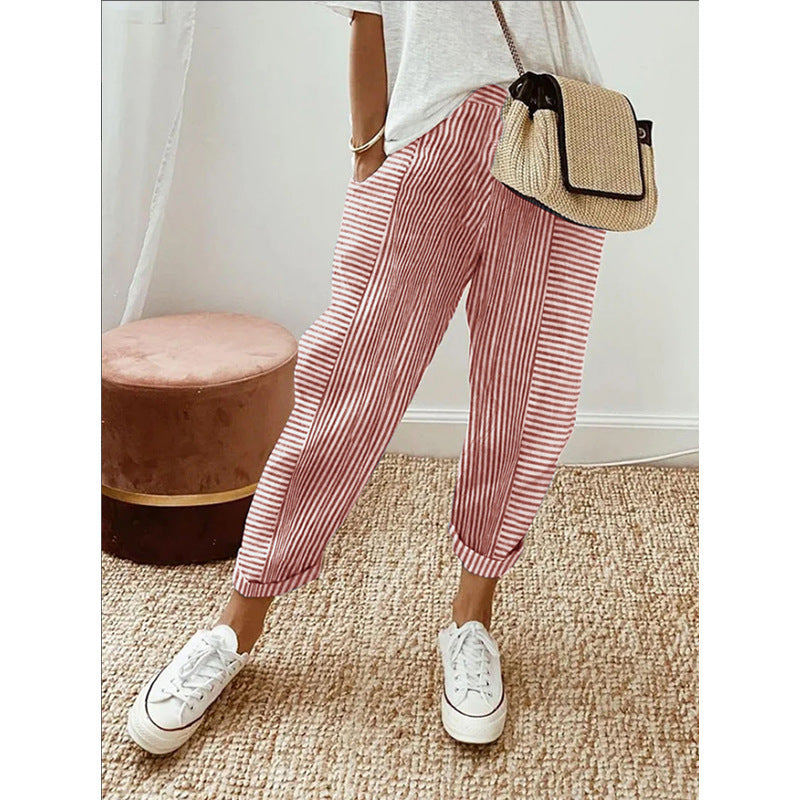 Striped Print Trousers: Summer Casual Chic