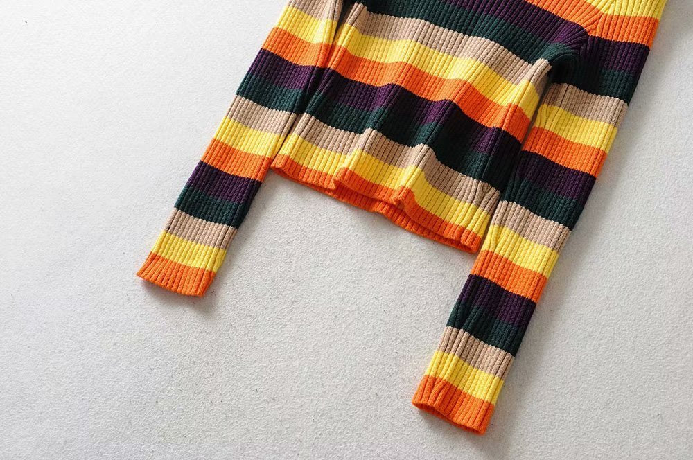 Multi-Color Slim Fit /Crop Turtleneck Sweater Ribbed pattern.
